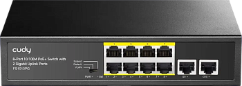 Cudy FS1010PG Коммутатор/ 8-Port 10/100M PSE RJ-45  +2 RJ45 10/100/1000M Uplink Port Unmanaged PoE+ 