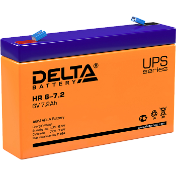 Батарея DELTA серия HR, HR 6-7,2, напряжение 6В, емкость 7.2Ач (разряд 20 часов),  макс. ток разряда