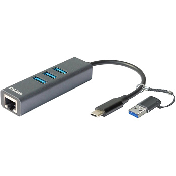 D-Link DUB-2332/A1A Сетевой адаптер/ DUB-2332 USB-C to Gigabit Ethernet Adapter, 3xUSB3.0 + USB-A to