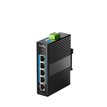 Cudy IF1005P Промышленный коммутатор/ 5-Port 10/100M Aluminum Industrial PoE+ Switch, 4 10/100M Port
