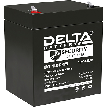 Батарея DELTA серия DT, DT 12045, напряжение 12В, емкость 4.5Ач (разряд 20 часов),  макс. ток разряд