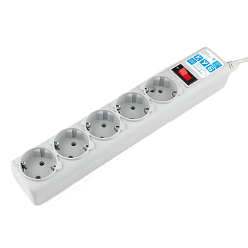 Фильтр-удлинитель Power Cube B 5.0 м 5 розеток (серый) 10А/2,2кВт/ Surge protector Power Cube B 5.0 