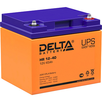 Батарея DELTA серия HR, HR 12-40, напряжение 12В, емкость 45Ач (разряд 10 часов),  макс. ток разряда