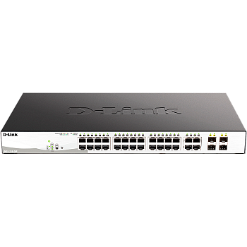 D-Link DGS-1210-28P/F5A Коммутатор/ DGS-1210-28P/F5A Настраиваемый L2 PoE-коммутатор, 24x1000Base-T,