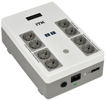 ITK ELECTRA ST8 ИБП Линейно-интерактивный 800ВА/480Вт LCD АКБ 1х9AH 8хSchuko USB 4хUSB зарядки