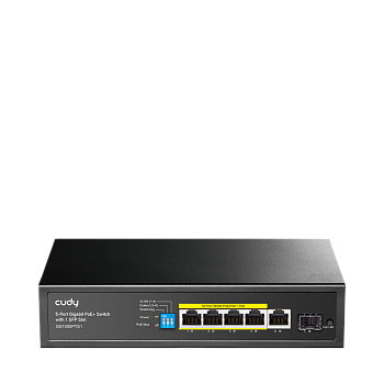 Cudy GS1005PTS1 Коммутатор/ 5-Port 10/100/1000M PoE+ Switch 120W, 4-Port 10/100/1000M PoE+ ports, 12