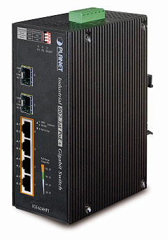 PLANET IGS-624HPT коммутатор/ PLANET IP30 6-Port Gigabit Switch with 4-Port 802.3AT POE+ plus 2-port