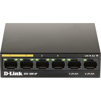 D-Link DSS-100E-6P/A1A Коммутатор/ DSS-100E-6P Unmanaged Surveillance Switch 6x100Base-TX (4x100Base