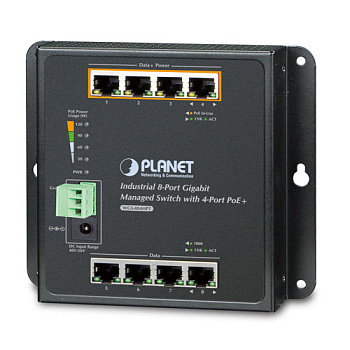 PLANET WGS-804HPT WGS-804HPT индустриальный коммутатор/ IP30, IPv6/IPv4, 8-Port 1000TP Wall-mount Ma