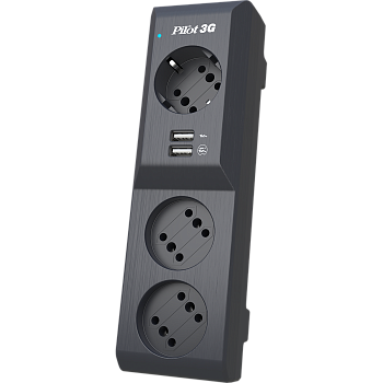 Сетевой фильтр/ Surge protector Pilot 3G 3xGP euro outlets, 10А/2.2кВа, 2xUSB, 5m, grafit