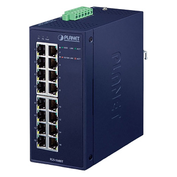 PLANET IGS-1600T коммутатор/ PLANET IGS-1600T IP30 Industrial 16-Port 10/100/1000T Gigabit Ethernet 