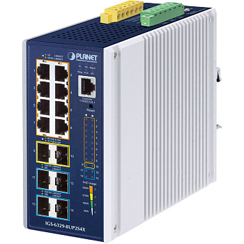 PLANET IGS-6329-8UP2S4X коммутатор/ PLANET IP30 DIN-rail Industrial L3 8-Port 10/100/1000T 802.3bt P
