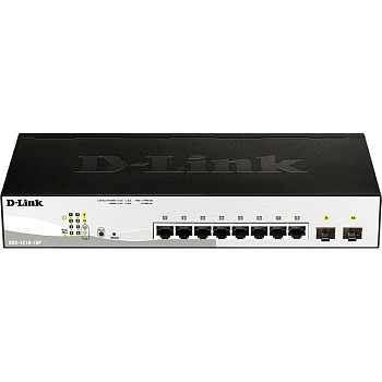 D-Link DGS-1210-10P/F1A Коммутатор/ DGS-1210-10P/F Smart L2 Switch 8х1000Base-T PoE, 2х1000Base-X SF