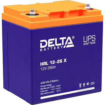 Батарея DELTA серия HRL-X, HRL 12-26 X, напряжение 12В, емкость 28Ач (разряд 10 часов),  макс. ток р