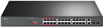 TP-Link TL-SL1226P Коммутатор/ 24-port 10/100Mbps Unmanaged PoE+ Switch with 2 combo RJ-45/SFP uplin