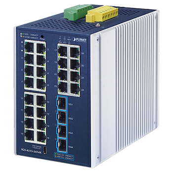 PLANET IGS-4215-24T4X коммутатор/ PLANET IGS-4215-24T4X Industrial L2+ 24-Port 10/100/1000T + 4-Port