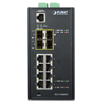 PLANET IGS-12040MT IGS-12040MT индустриальный управляемый коммутатор/ IP30 Industrial 8* 1000TP + 4*